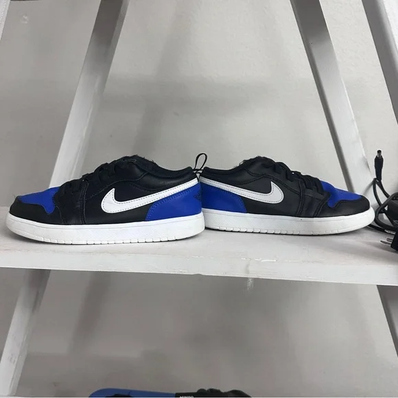 Jordan AJ 1 Low ALT Nike Black and Blue Sneakers with White Accents Velcro - Picture 2 of 7